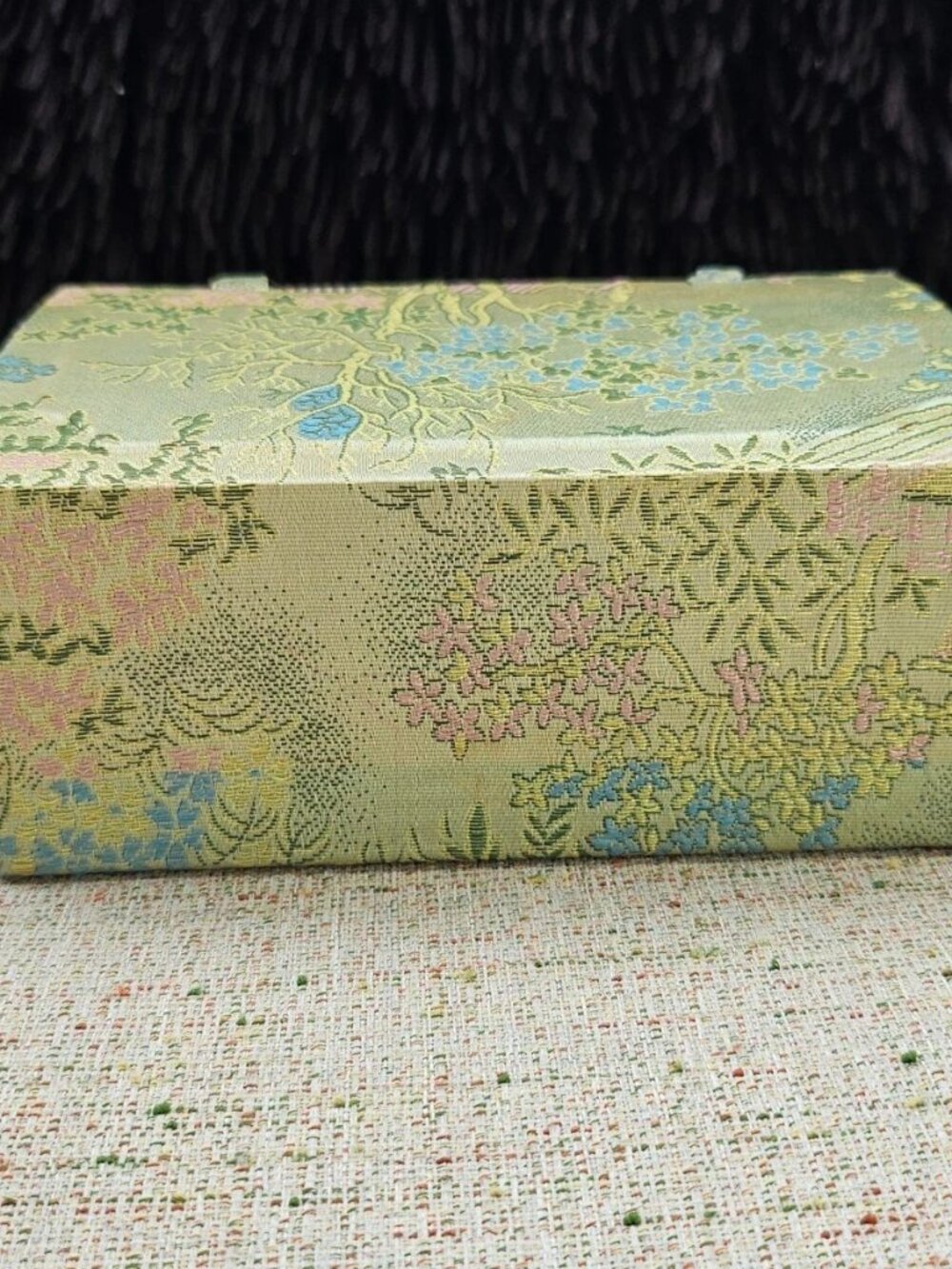Vintage Gift Box Handmade Jewelry Box Green Satin Gift Box - Picture 7 of 11
